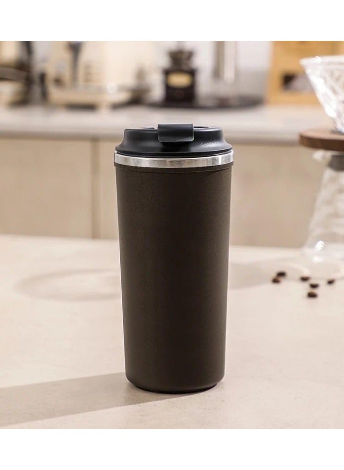 QSHOP Stainless Steel Vacuum Insulated Thermal Mug, 500ml Leakproof BPA Free Sports Water Cup for Coffee Tea Travel to Keep Drinks Hot or Cold  - Image 1