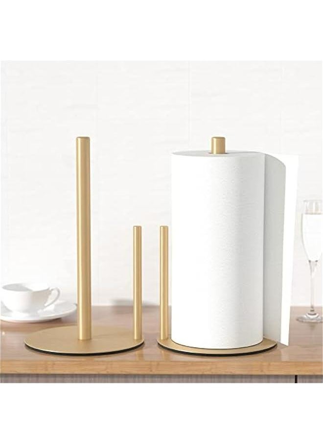 Generic - Gold Stainless Steel Countertop Paper Towel Holder with Weighted Base for Kitchen Roll Organization and Dispensing - Image 1