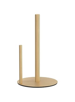 Gold Stainless Steel Countertop Paper Towel Holder with Weighted Base for Kitchen Roll Organization and Dispensing