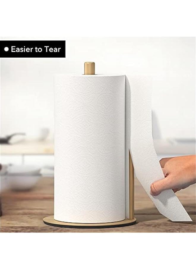 Generic - Gold Stainless Steel Countertop Paper Towel Holder with Weighted Base for Kitchen Roll Organization and Dispensing - Image 1