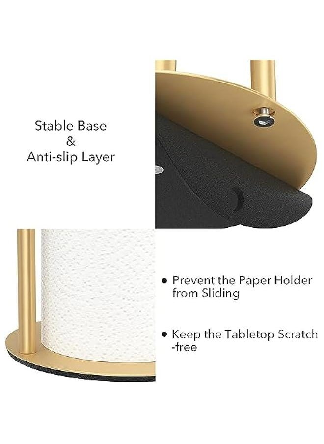 Generic - Gold Stainless Steel Countertop Paper Towel Holder with Weighted Base for Kitchen Roll Organization and Dispensing - Image 1