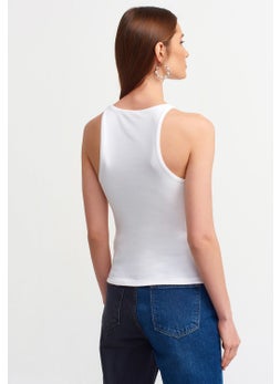 Dilvin 3694 Halter Collar T-Shirt-White  - Image 2