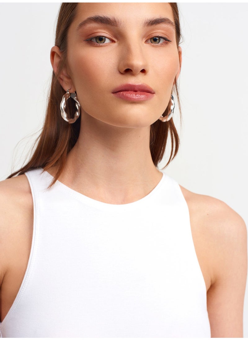 Dilvin 3694 Halter Collar T-Shirt-White  - Image 4