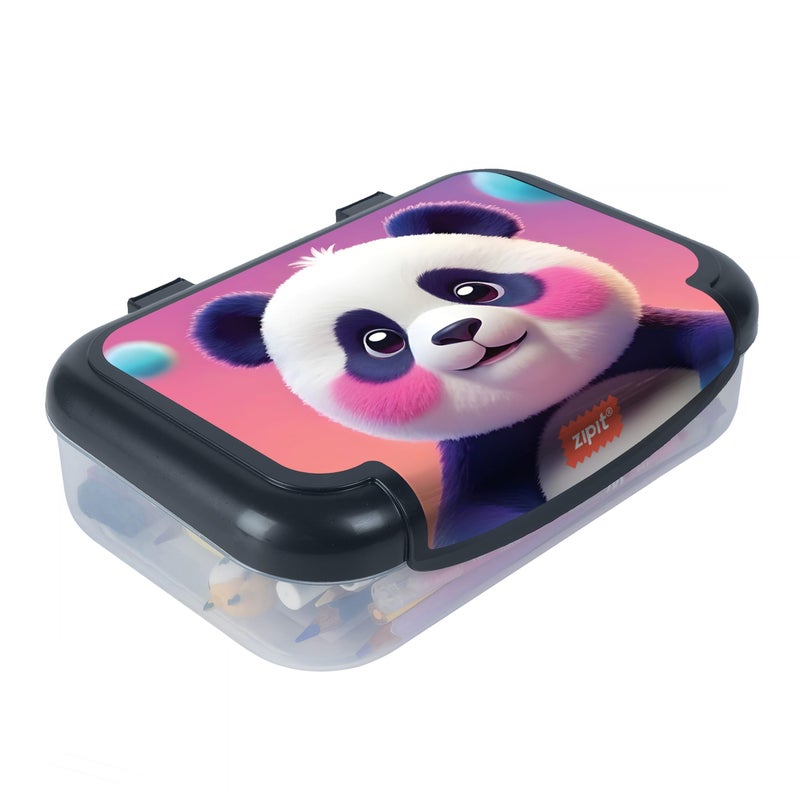 ZIPIT Recycled Plastic Pencil Box Blushing Panda Large Capacity Case Animal Character Stationery Organizer School SuppliesToys Holder Kids