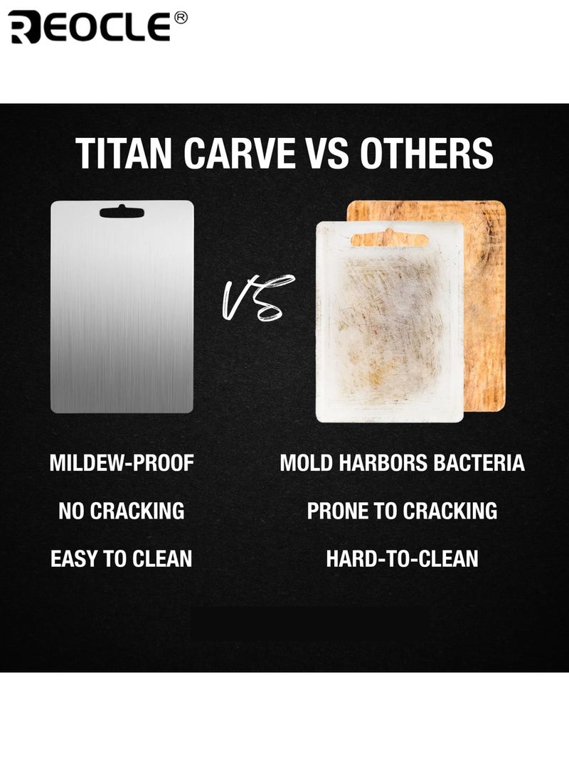 REOCLE 316 Stainless Steel Cutting Board with Scratch Resistant and Hygienic Design Metal Chopping Board with Easy Clean Surface for Meat Vegetable Preparation - Image 3