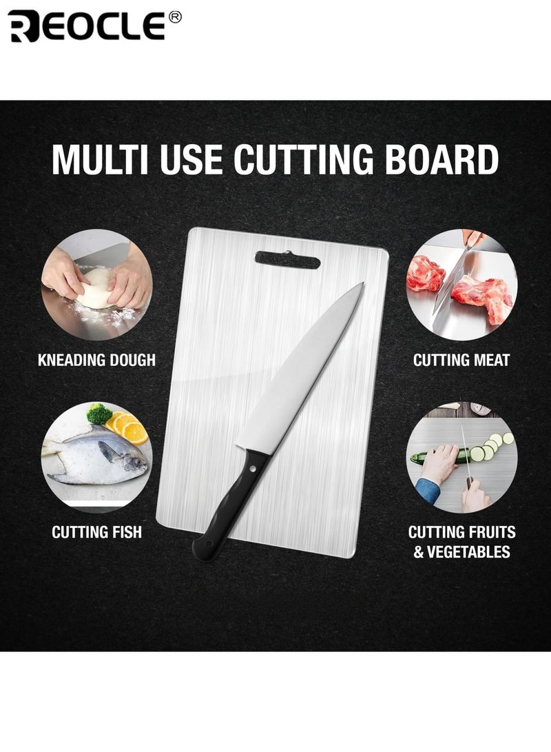 REOCLE 316 Stainless Steel Cutting Board with Scratch Resistant and Hygienic Design Metal Chopping Board with Easy Clean Surface for Meat Vegetable Preparation - Image 4
