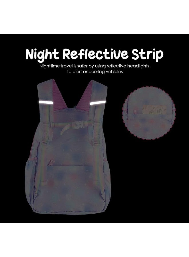 PALAY® Girls School Backpack Girls School Backpack Stylish School Bags Dreamy Purple Cartoon Print Schoolgirls Backpack Large Burden Relief Oxford Cloth School Backpack Gift Children's Day Gift - Image 5