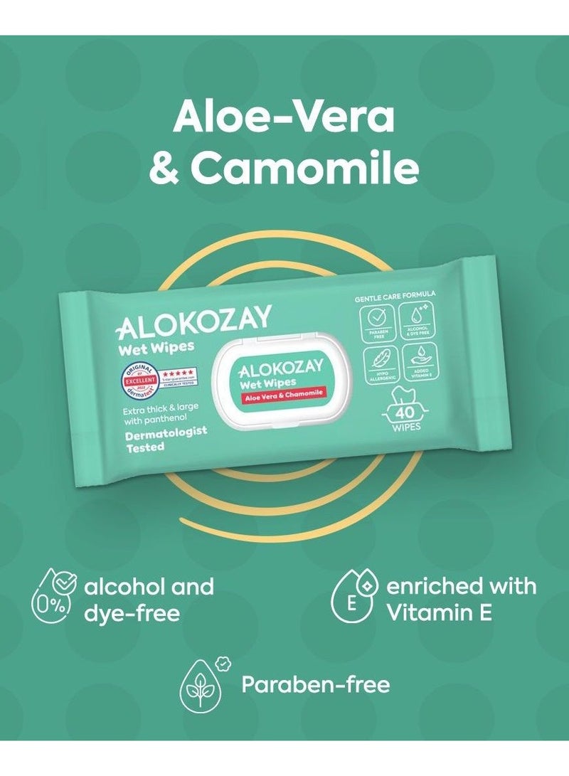 Alokozay Baby Wet Wipes Aloe-Vera And  Camomile 20 Wipes - Image 2
