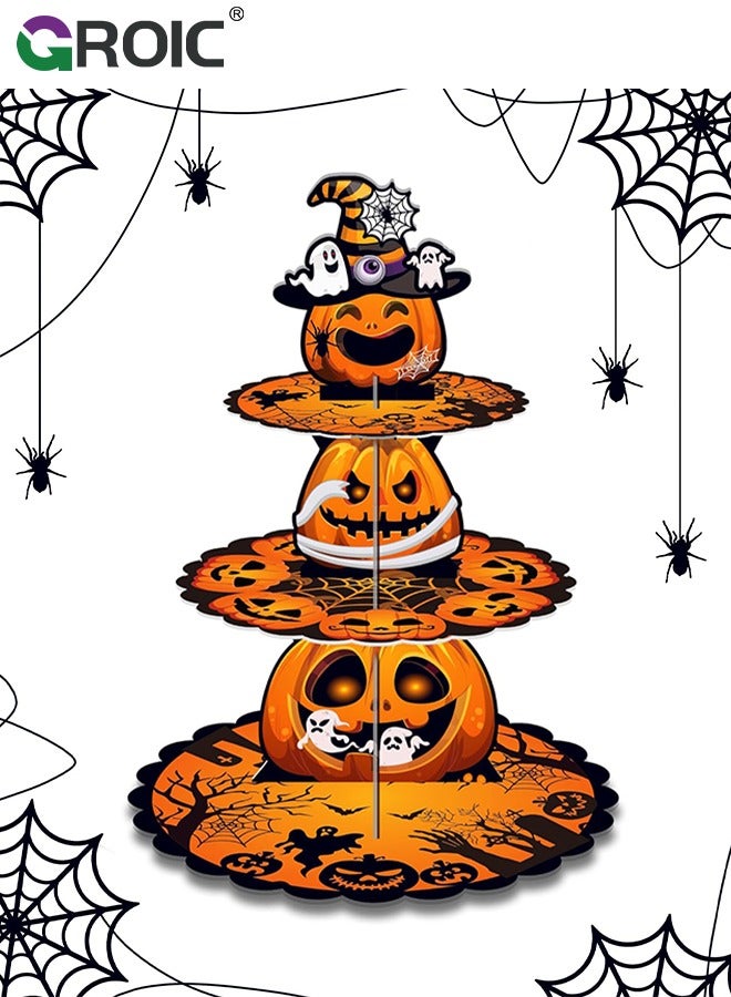 GROIC Pumpkin Cupcake Stand 3 Tier Cardboard Cupcake Holder, Party Decorations, Dessert Tower Party Supplies, Birthday Favors, Birthday Dessert Stand - Image 1