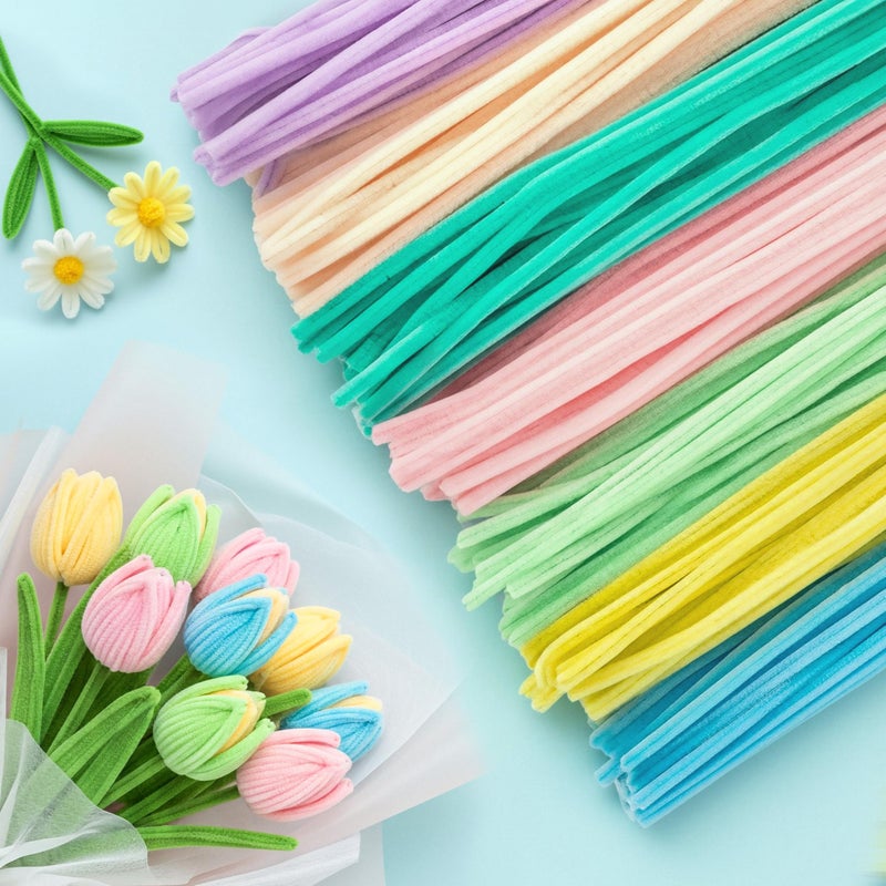 Caydo 200 Pieces Macaroon Color Pipe Cleaners Craft Chenille Stems for DIY Art Creative Crafts Party and Valentine's Day Decorations (12 Inch x 6 mm) - Image 1