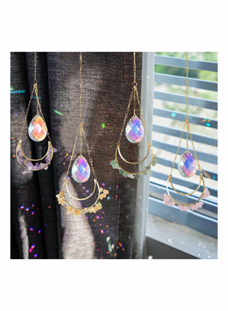 SYOSI Colorful Crystals Sun catcher, 4PCS Hanging Chain Sun Catcher Decorations, Ornaments for Gardens Windows Home Party Wedding Rainbow Maker Crystal Prisms Decor, Indoor / Outdoor  - Image 3