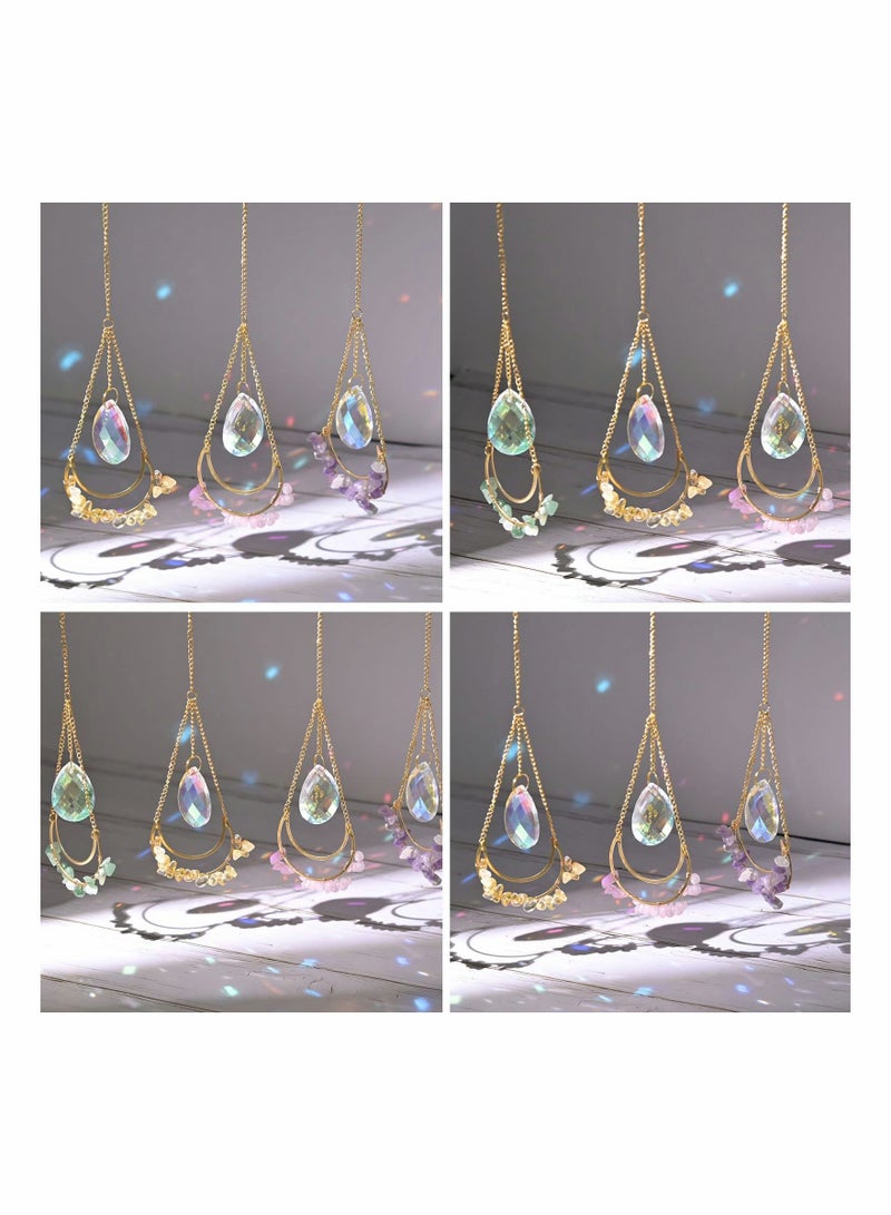 SYOSI Colorful Crystals Sun catcher, 4PCS Hanging Chain Sun Catcher Decorations, Ornaments for Gardens Windows Home Party Wedding Rainbow Maker Crystal Prisms Decor, Indoor / Outdoor  - Image 5