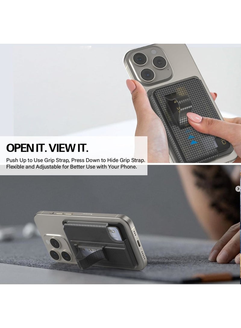 SYOSI Magnetic Wallet Stand for iPhone, Mag-Safe Compatible Card Holder, Secure Grip with Magnetic Phone Stand, Fits 2 Cards, Clear Design for iPhone 16 15 14 13 12 Series, Ideal for Everyday Use - Image 5