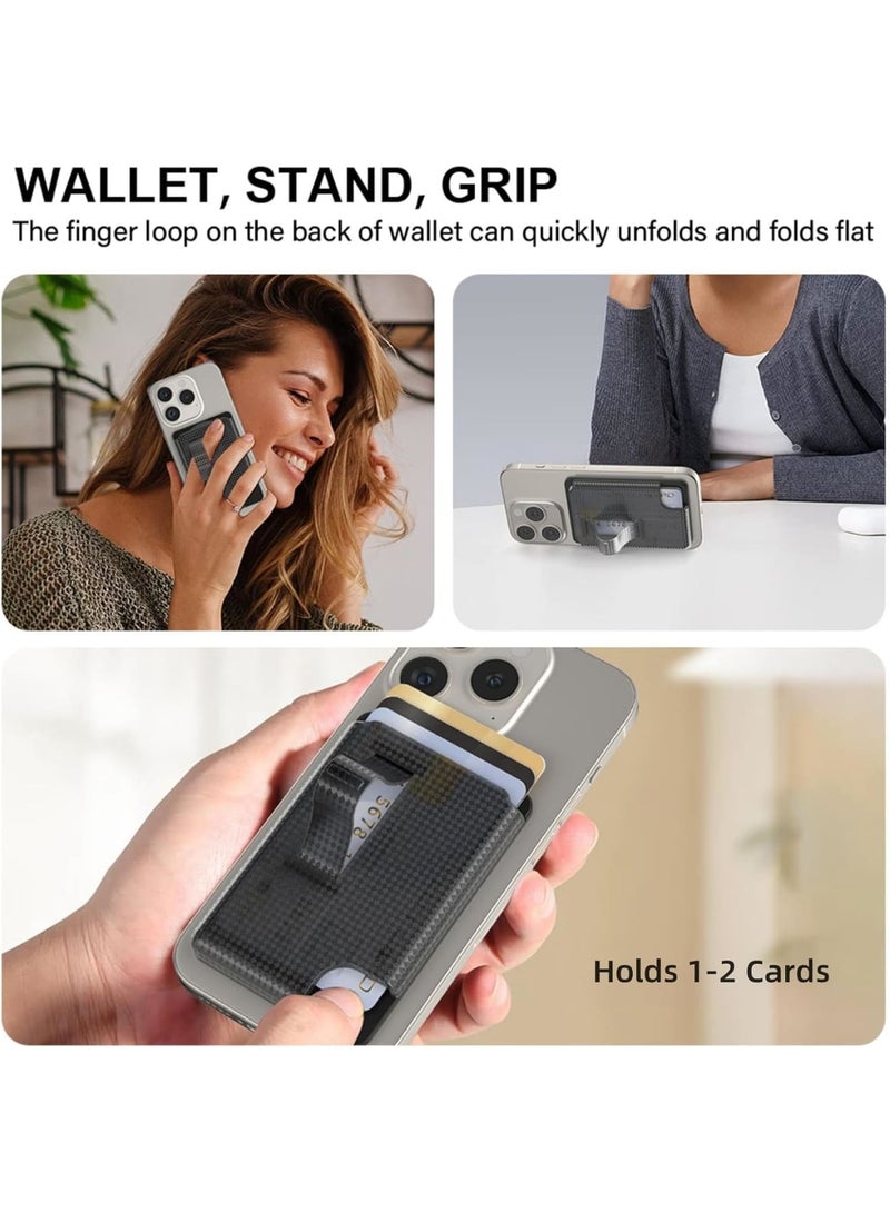 SYOSI Magnetic Wallet Stand for iPhone, Mag-Safe Compatible Card Holder, Secure Grip with Magnetic Phone Stand, Fits 2 Cards, Clear Design for iPhone 16 15 14 13 12 Series, Ideal for Everyday Use - Image 4