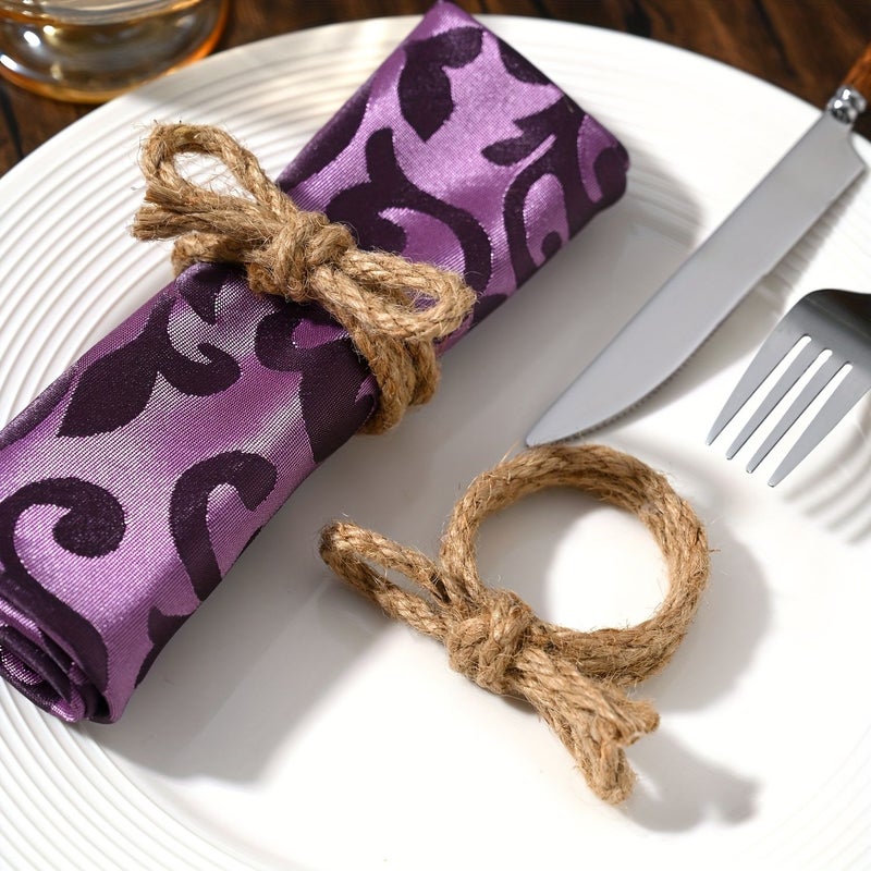 8 Pcs Elegant Linen Woven Bow Napkin Rings For Dining Table Decor Weddings - Image 4