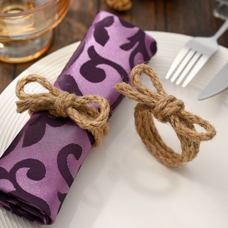 8 Pcs Elegant Linen Woven Bow Napkin Rings For Dining Table Decor Weddings - Image 5