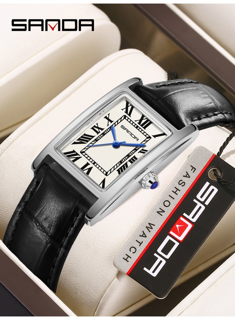 ساندا ساعات رجالية جديدة 1150 ساعة أنيقة للزوجين بتصميم أنيق ومينا مستطيلة مقاومة للماء وحركة كوارتز ساعة رجال الأعمال - Image 1