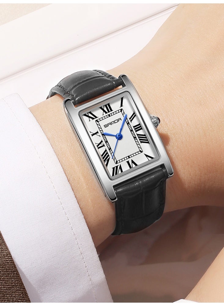 ساندا ساعات رجالية جديدة 1150 ساعة أنيقة للزوجين بتصميم أنيق ومينا مستطيلة مقاومة للماء وحركة كوارتز ساعة رجال الأعمال - Image 3