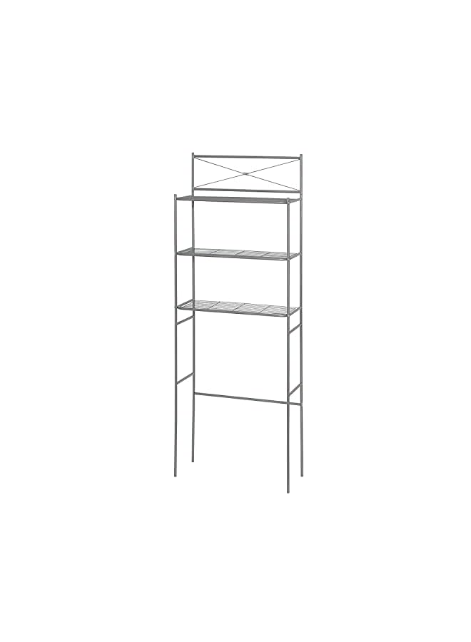 Raxoom Home Cross-Style Metal Over-the-Toilet Bathroom Spacesaver, 3 Shelves, Satin Nickel - Image 2
