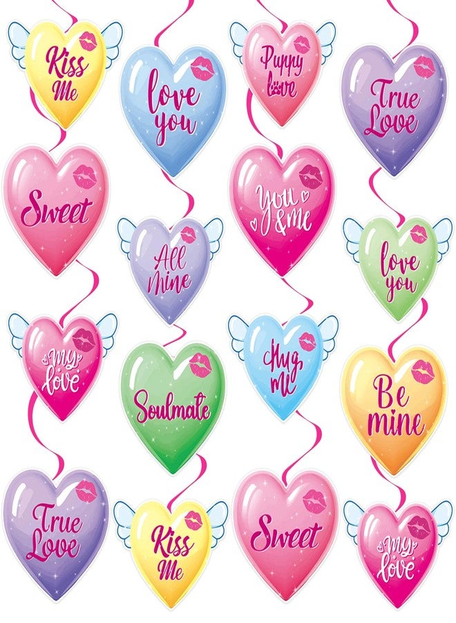 Runloon 40Pcs Valentine's Day Hanging Swirl Decorations, Colorful Valentine's Day Party Ceiling Hanging Swirls Valentine Hearts Foil Swirls Streamers for Valentine Themed Party Decor Supplies - Image 1