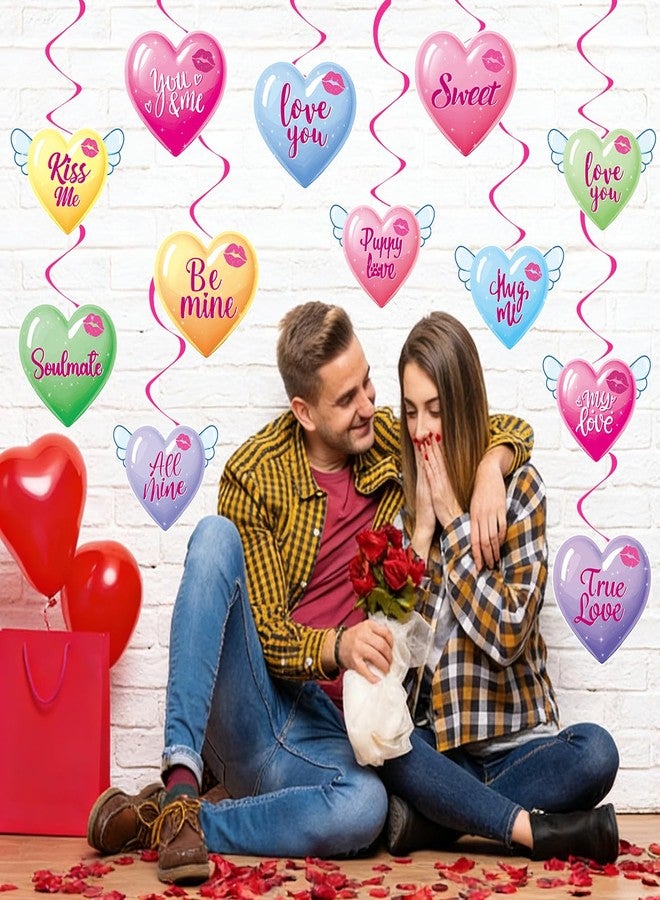Runloon 40Pcs Valentine's Day Hanging Swirl Decorations, Colorful Valentine's Day Party Ceiling Hanging Swirls Valentine Hearts Foil Swirls Streamers for Valentine Themed Party Decor Supplies - Image 2