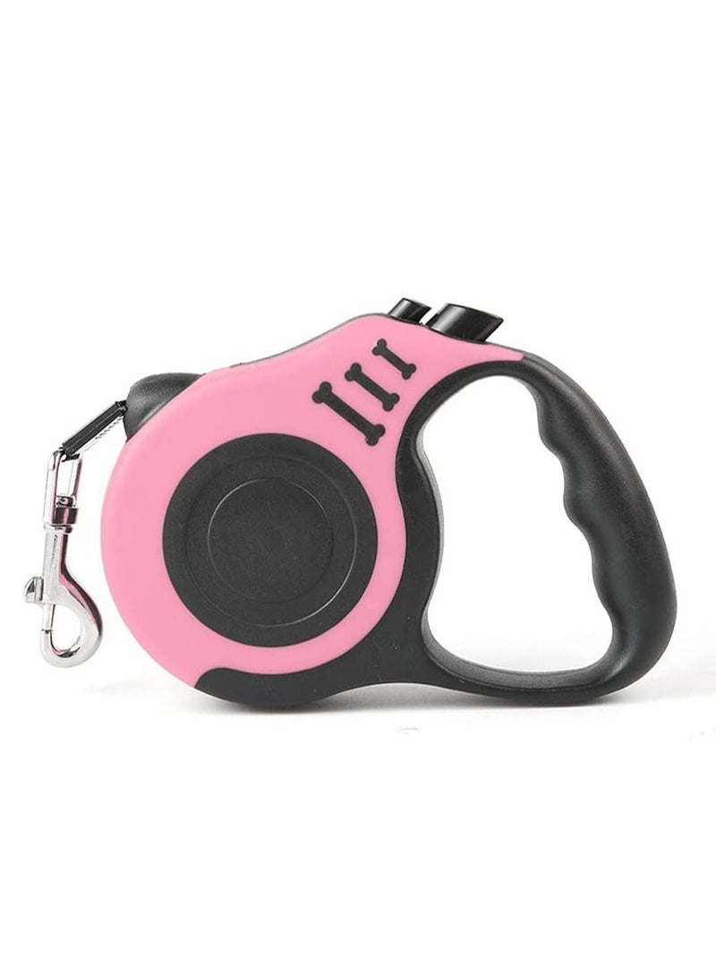 MissTiara Retractable Dog Leash, 5m Durable Nylon Pet Leash, With Non-Slip Handle, no Tangles, Single-Hand Brake pink - Image 1
