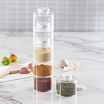 overa 6 Pieces Kitchen Space Saving Spice Storage Seasoning Dried Herbs Transparent Carousel Spice Tower Organizer - Image 1
