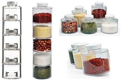 overa 6 Pieces Kitchen Space Saving Spice Storage Seasoning Dried Herbs Transparent Carousel Spice Tower Organizer - Image 4