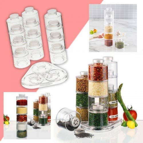 overa 6 Pieces Kitchen Space Saving Spice Storage Seasoning Dried Herbs Transparent Carousel Spice Tower Organizer - Image 5