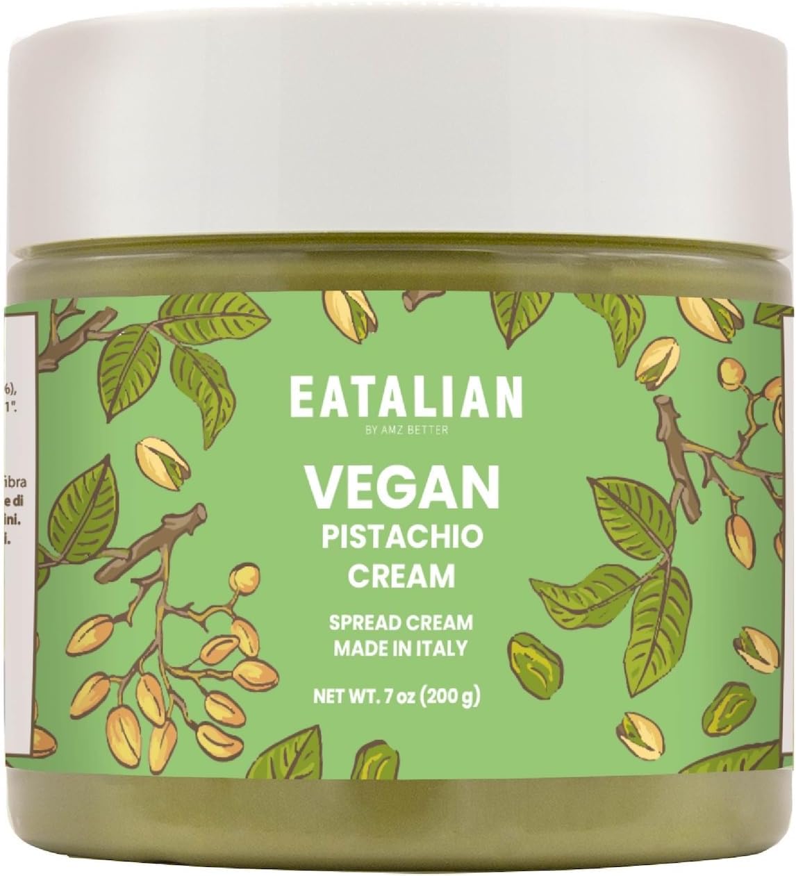AMZ BETTER EATALIAN by AMZ BETTER Vegan Pistachio Cream, 7 oz/200 gr, Delicious vegan spread with a uniquely sweet taste, ideal on bread, perfect with ice cream, Excellent for Dubai Chocolate, Made in