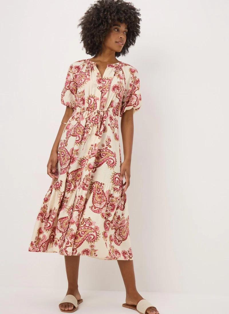 ماتلان Pink Paisley Print Shirt Midi Dress