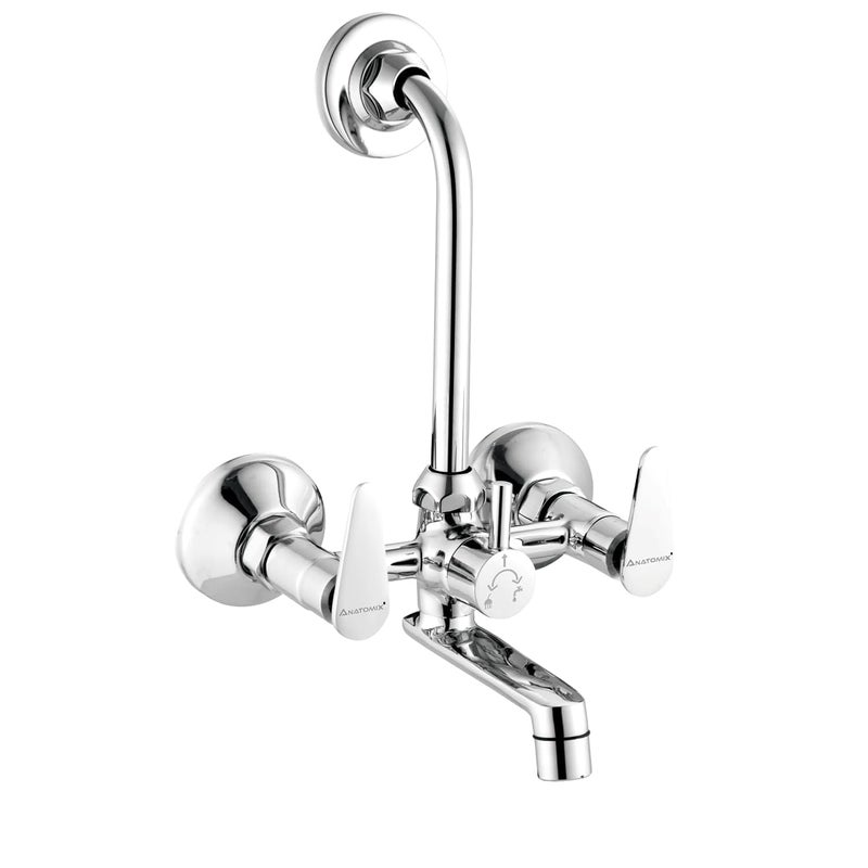 ANATOMIX Sigma Brass Wall Mixer for Bathroom with Stainless Steel 125mm Long LBend Provision for Overhead Shower Chrome Finish - Image 1