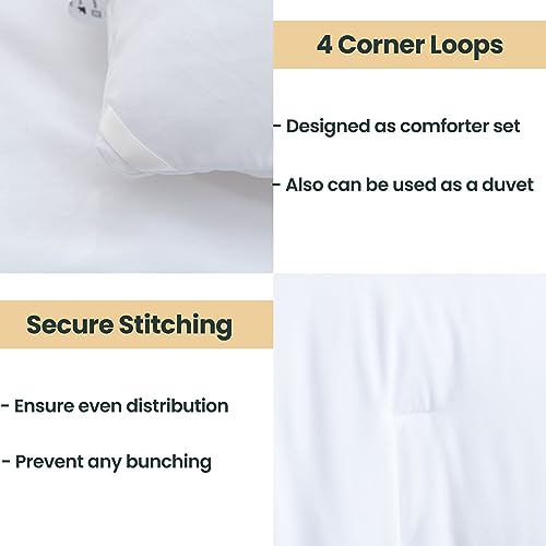 Paxrac White Comforter Full Size, 3 Pieces Boho Comforter Set, Lightweight Solid Bedding Set, All Seasons Soft Breathable Full Bed Set (80x90In Comforter & 2 Pillowcases) - Image 4