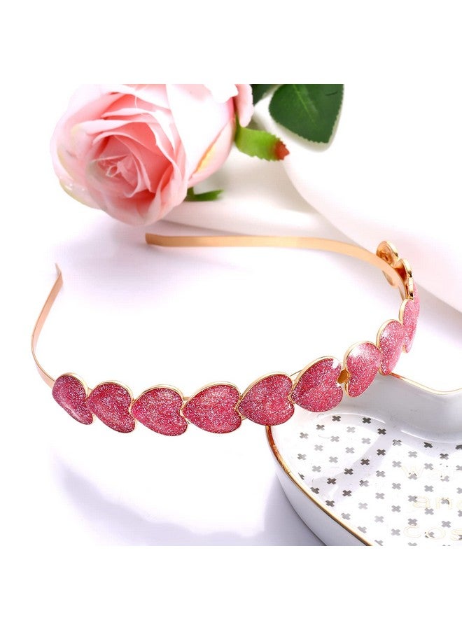 PHALIN 3Pcs Valentine’S Day Heart Headbands For Women Glitter Rhinestone Heart Hairbands Sweet Love Heart Hair Hoop Festive Gifts (3Pcs Glitter Headband) - Image 4