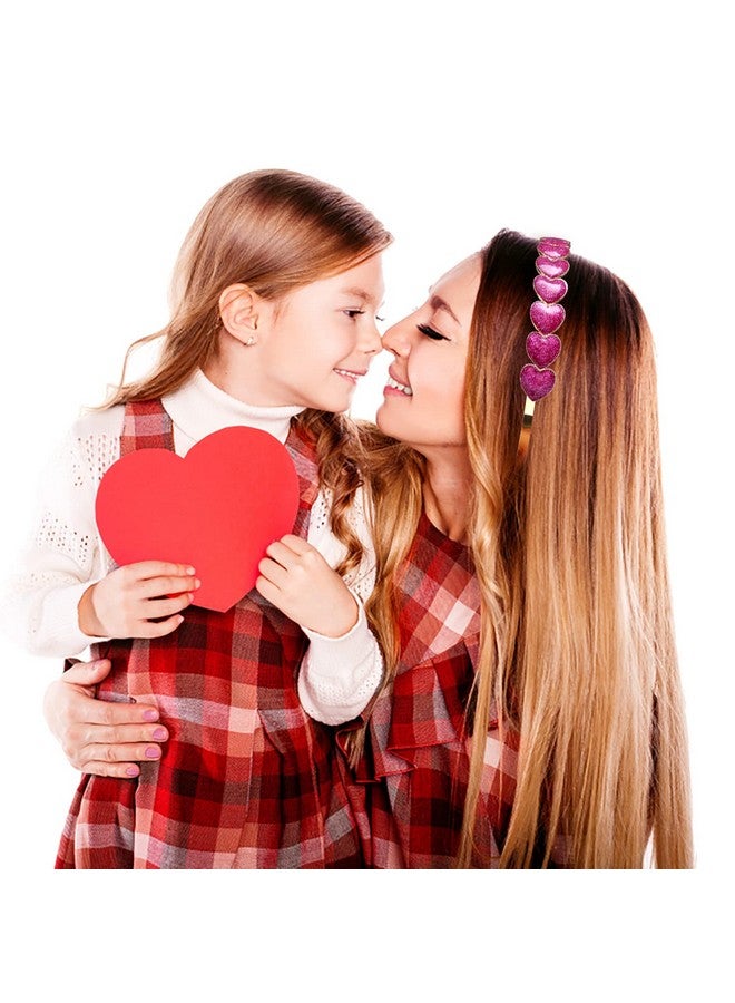 PHALIN 3Pcs Valentine’S Day Heart Headbands For Women Glitter Rhinestone Heart Hairbands Sweet Love Heart Hair Hoop Festive Gifts (3Pcs Glitter Headband) - Image 2