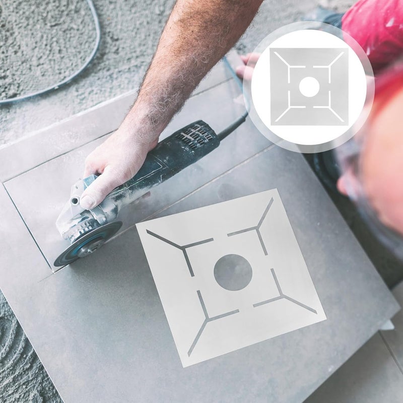 Stainless Steel Floor Drain Measuring Ruler with Hollow Pattern for Accurate Tile Cutting - Image 4