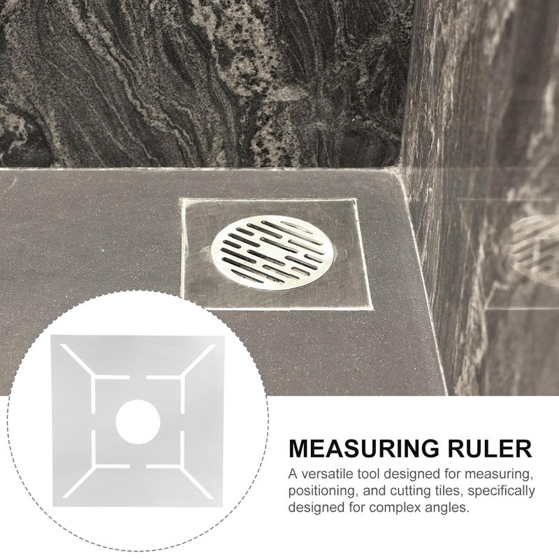 Stainless Steel Floor Drain Measuring Ruler with Hollow Pattern for Accurate Tile Cutting - Image 3