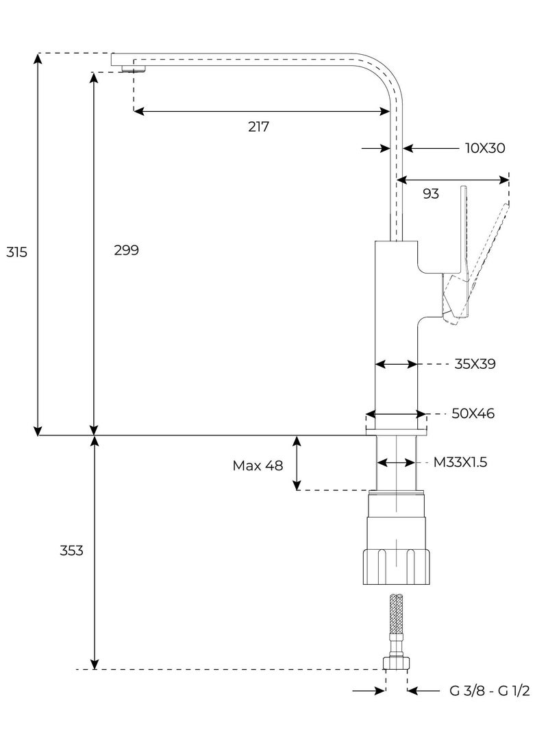 TEKA Single Lever Kitchen Tap with Slim Swivel High Spout and Cube Body Brooklyn BKY 915 - Image 4