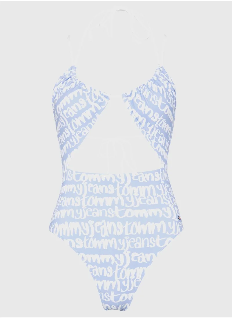 TOMMY JEANS Printed Cut Out Swimsuit