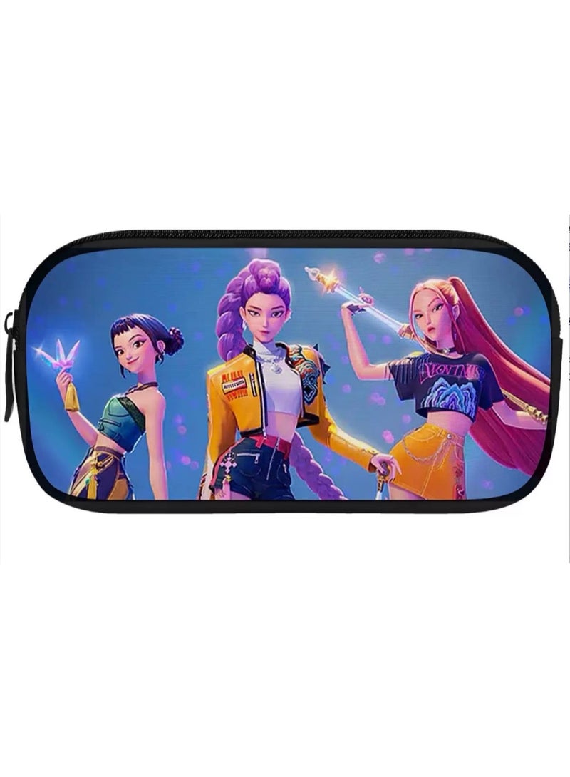 Kpop شيطان صياد قلم رصاص حقيبة للبنات الأطفال قلم رصاص حالة حقيبة كبيرة القدرة قلم رصاص صندوق منظم أكياس القرطاسية للكلية المدرسية إمدادات الطلاب Kawaii قلم رصاص صندوق
