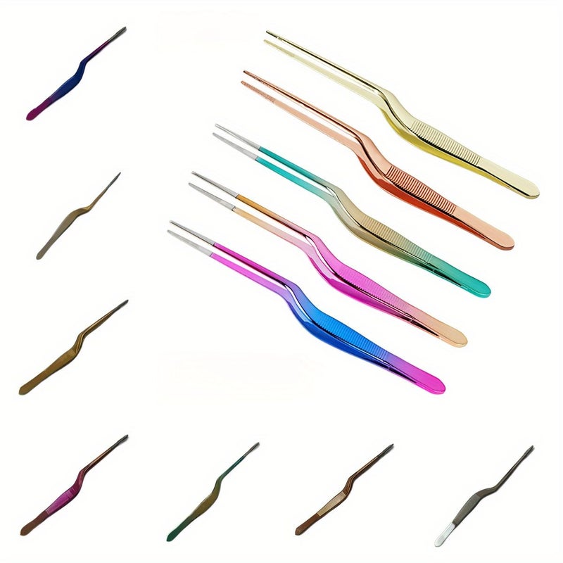 Stainless Steel Crank Tweezer Multipurpose Anti Slip Green Tweezers Clip Health And DIY Beauty Tool - Image 2