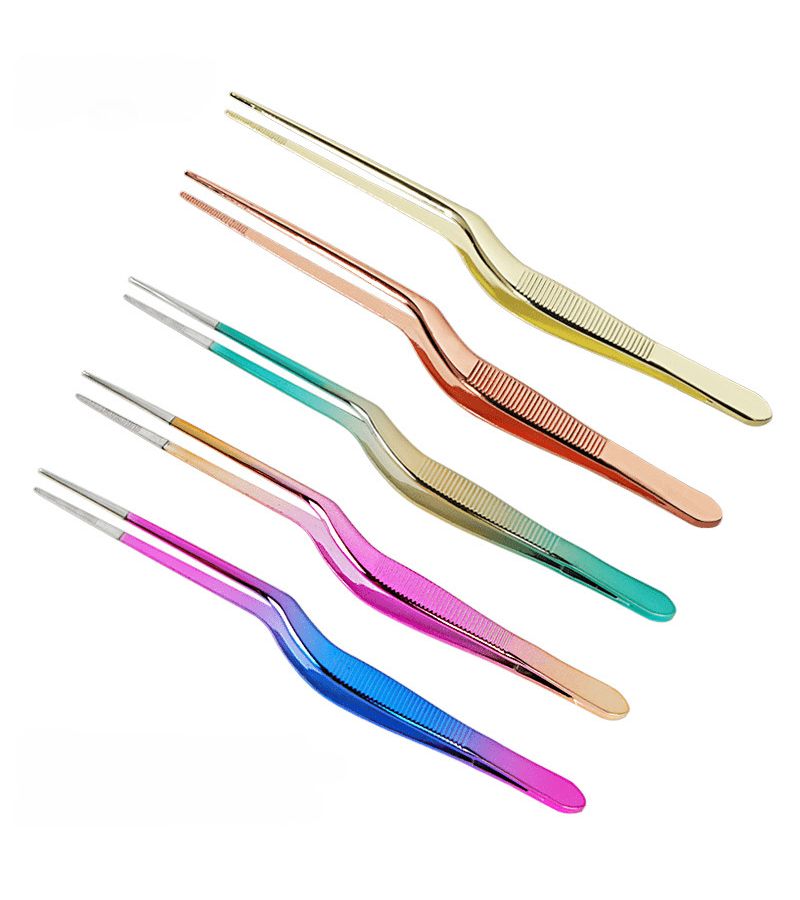 Stainless Steel Crank Tweezer Multipurpose Anti Slip Green Tweezers Clip Health And DIY Beauty Tool - Image 1