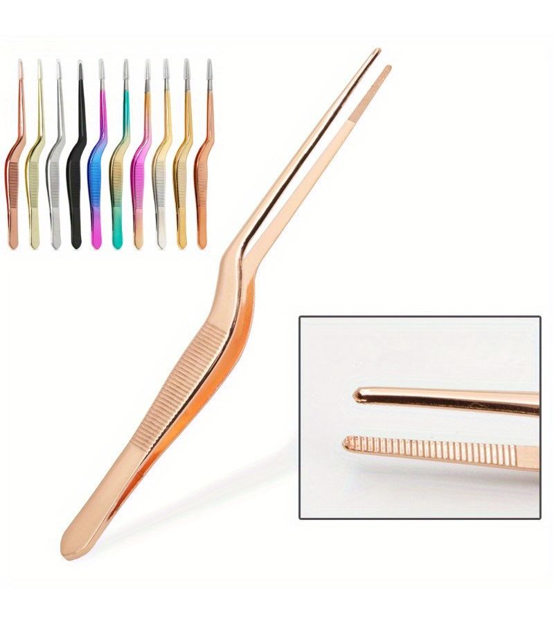 Stainless Steel Crank Tweezer Multipurpose Anti Slip Green Tweezers Clip Health And DIY Beauty Tool - Image 3