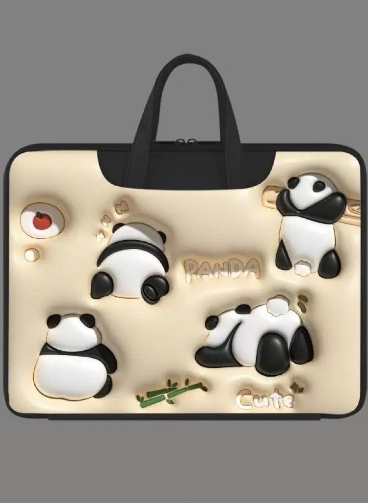 Laptop Bag Sleeve 13.3/14/15/15.6 inch, Laptop Briefcase Multifunctional Large Capacity Sleeve Bag for MAC, HP, Dell, Acer, Asus, Notebook, Cute Panda - Image 1