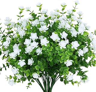 KLEMOO KLEMOO Artificial Flowers Fake Outdoor UV Resistant Boxwood Plants Shrubs 4 Pack, Faux Plastic Greenery for Indoor  - Image 1