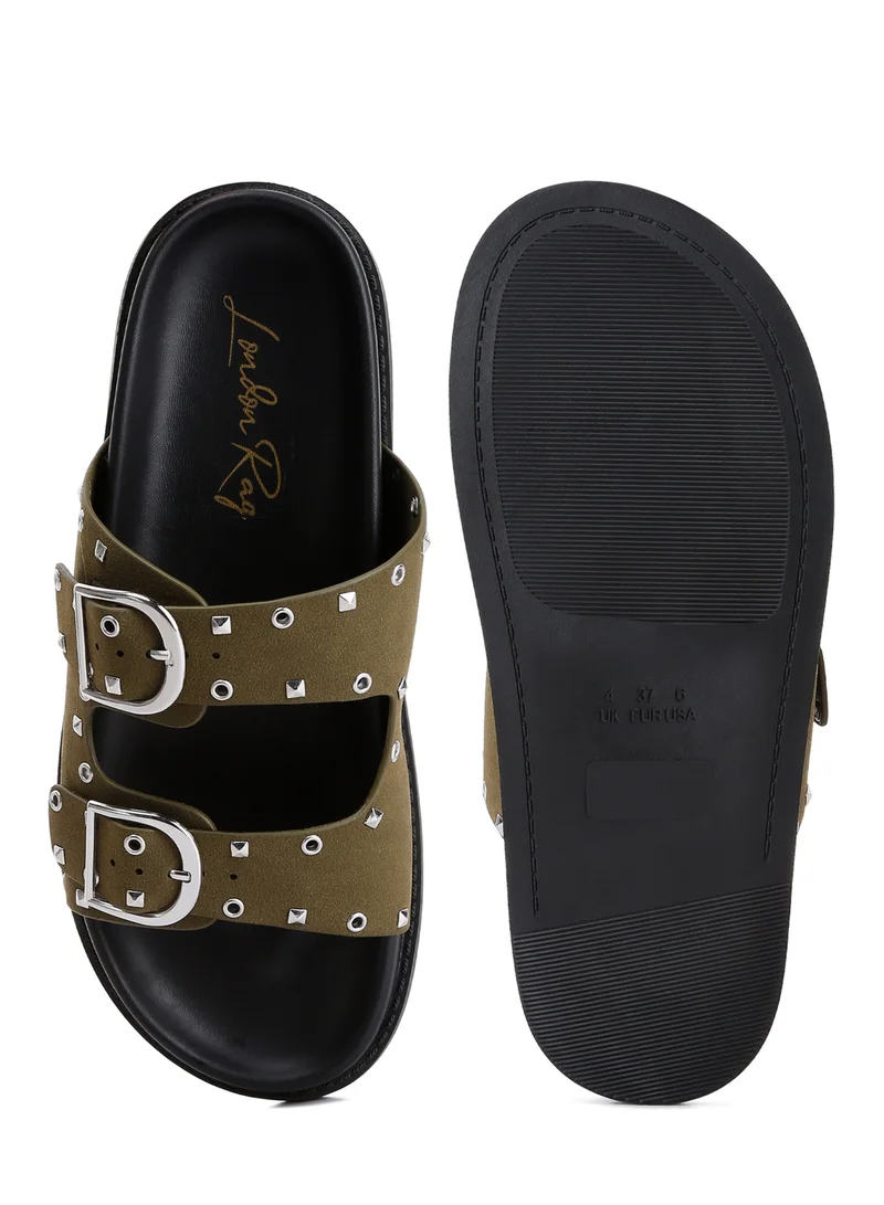 London Rag Lenny Embellished Sandals in Khaki