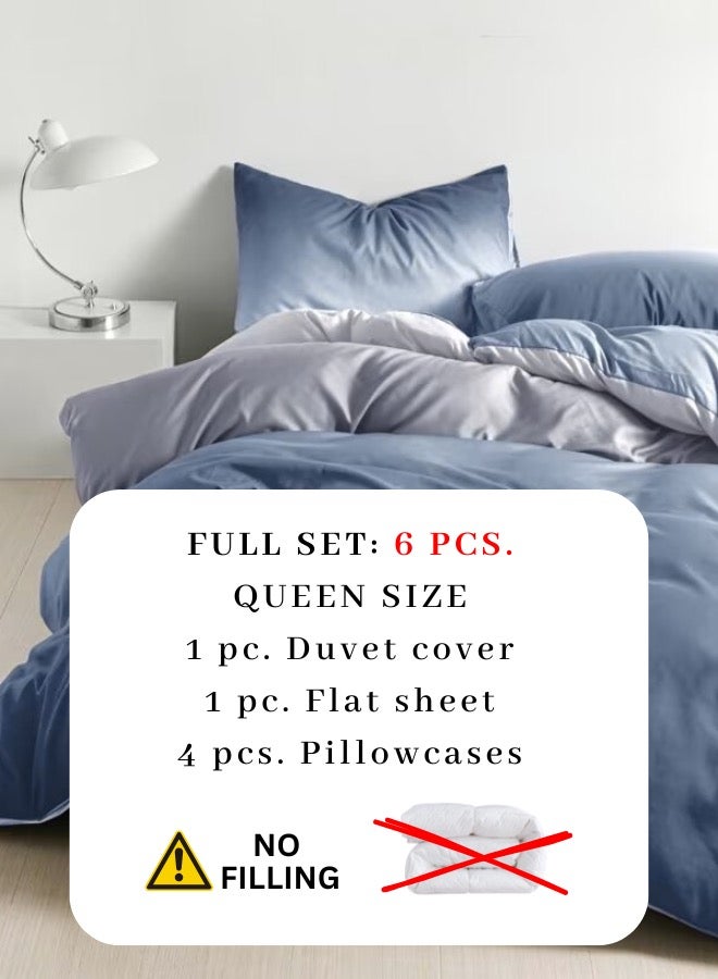 LUNA Home Queen Size 6 Piece  Duvet Cover Set, Ombré Blue Bedding set - Image 2
