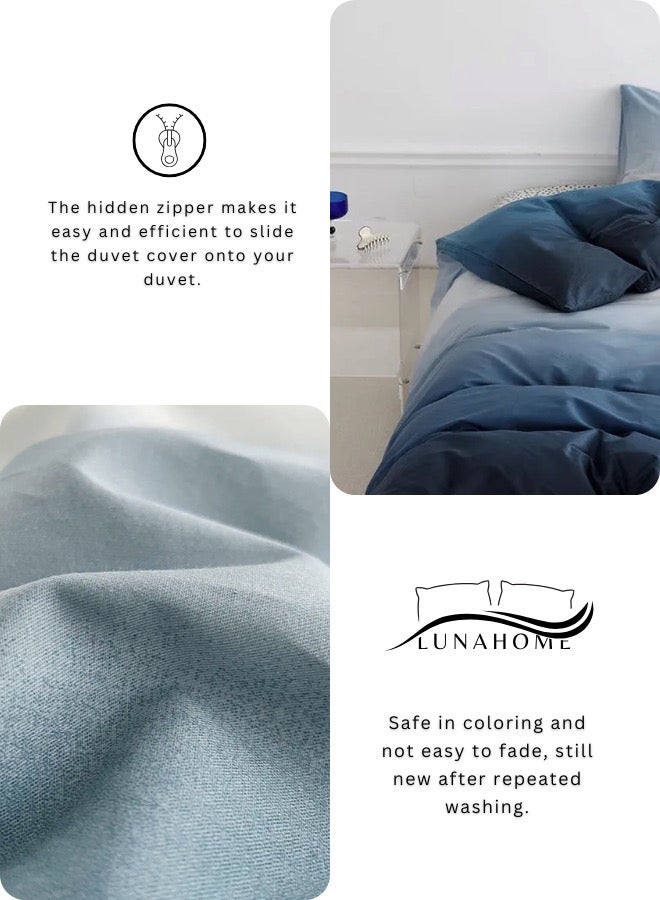 LUNA Home Queen Size 6 Piece  Duvet Cover Set, Ombré Blue Bedding set - Image 5