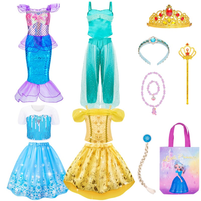 Meland Princess Dress Up for Girls Dress Up Clothes for Girl Age 38 Year Old Gift Idea for Birthday Christmas - Image 2