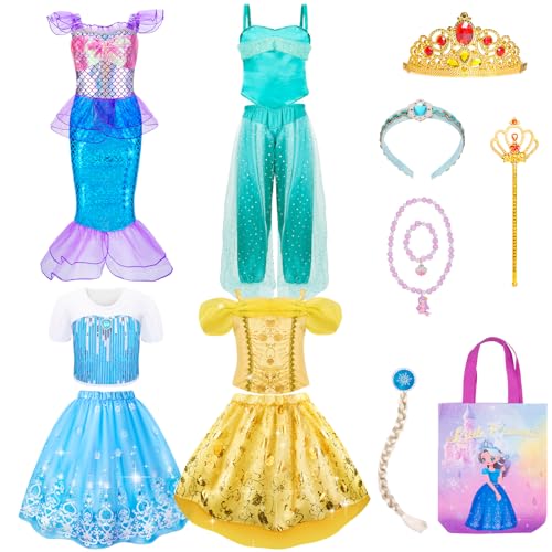 Meland Princess Dress Up for Girls Dress Up Clothes for Girl Age 38 Year Old Gift Idea for Birthday Christmas - Image 1